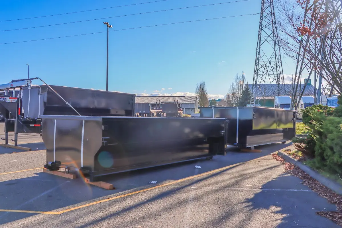 Roll-off dumpster ready for waste disposal at job site for Yard Waste Dumpster Rental in Affton